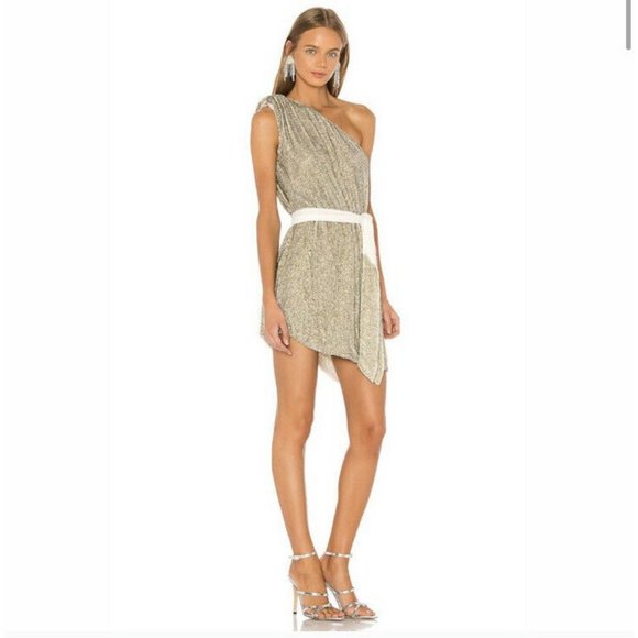 Retrofete Ella Dress Champagne Gold Sequin Mini Party Cocktail S NWOT $525 - Picture 2 of 11